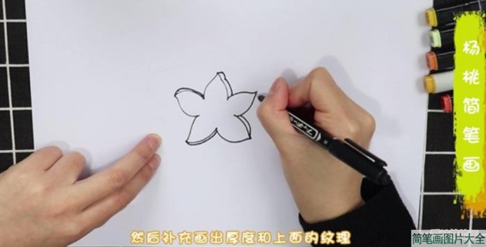 杨桃细节过程简笔画  第1张