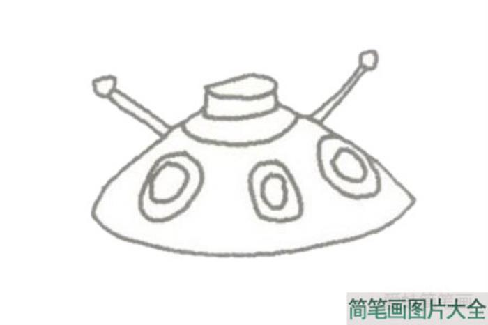 UFO飞碟彩色简笔画  第1张