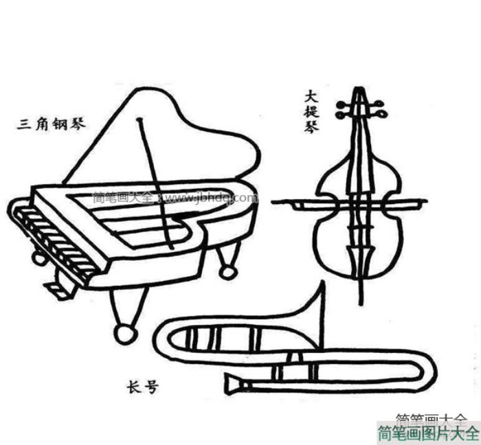 音乐乐器简笔画集锦图片  第1张