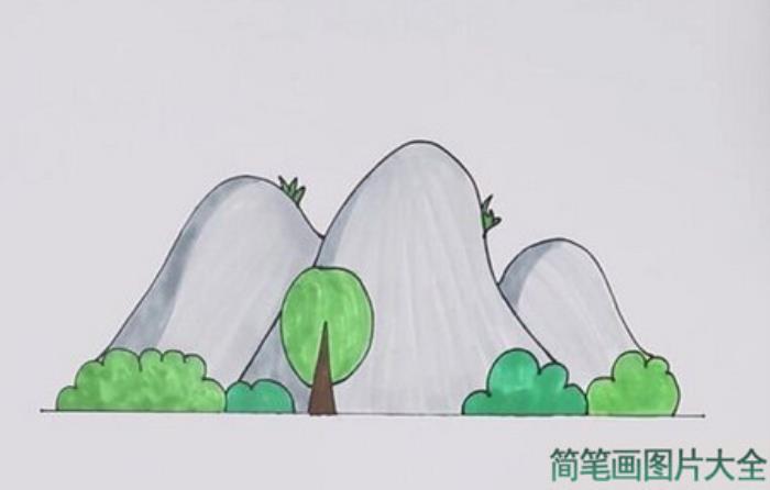 山峰树木简笔画  第4张