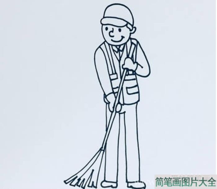 环卫工人扫地简笔画  第2张