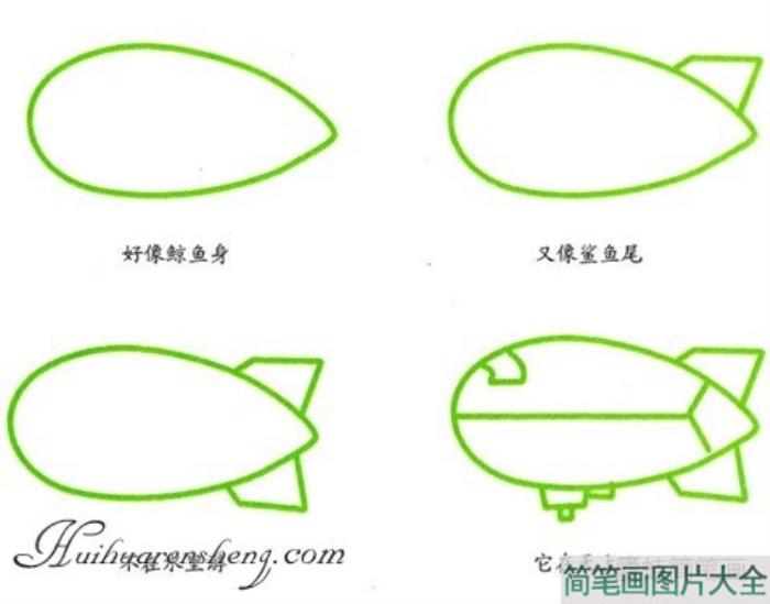 飞艇幼儿简笔画  第1张