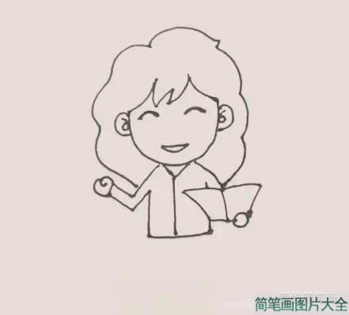 女老师简笔画步骤  第5张