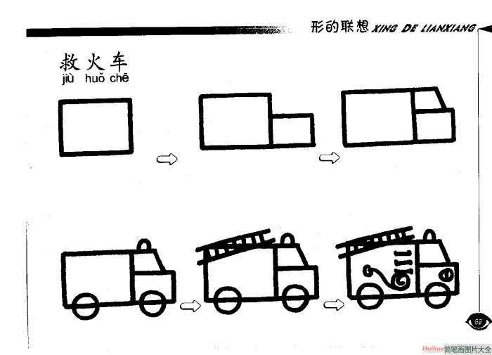 救火车简笔画  第1张