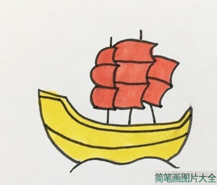 彩色帆船简笔画  第4张