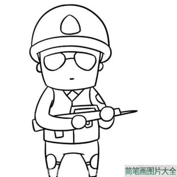 拿枪的士兵怎么画