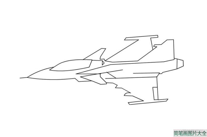 空中飞行的战斗机简笔画