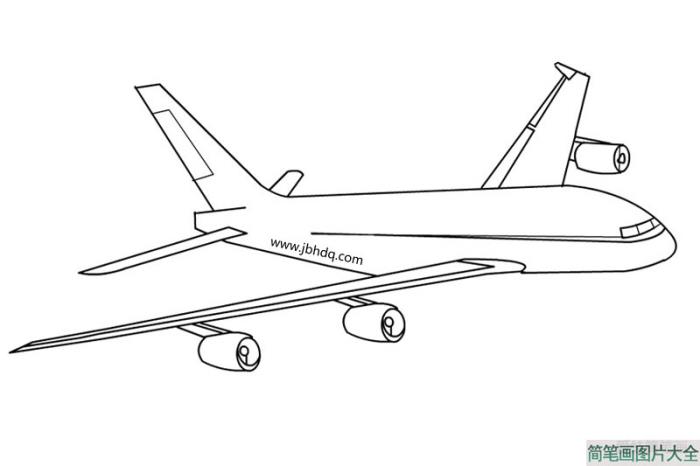 空中飞行的飞机简笔画带颜色  第1张