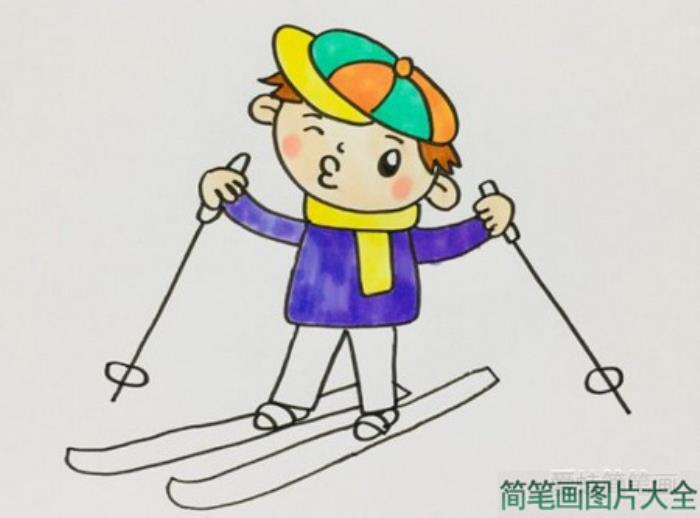 滑雪的男孩简笔画  第5张