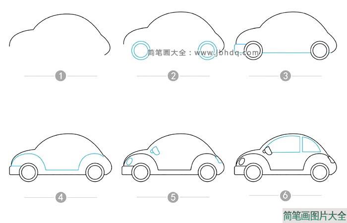 甲壳虫小汽车的画法步骤图  第2张