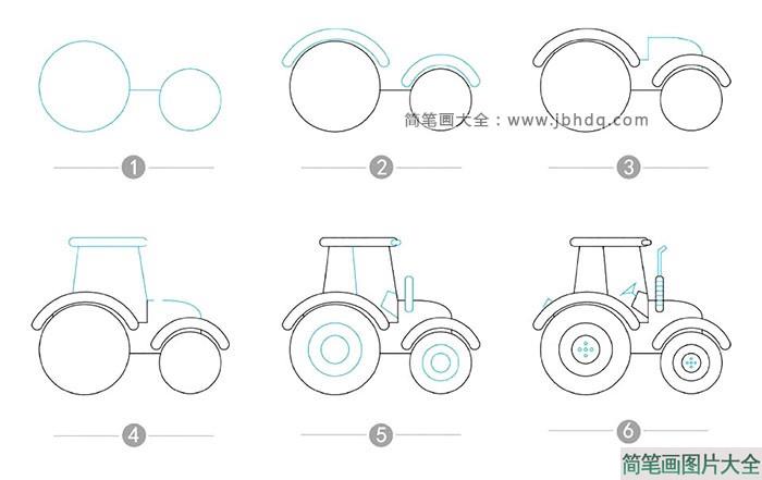 大型拖拉机简笔画【附画法步骤图】  第2张