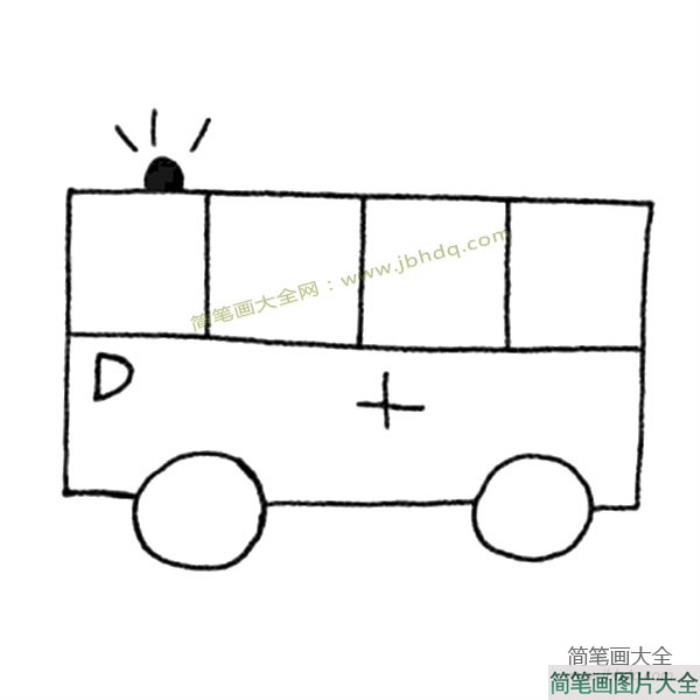 简单线条画救护车