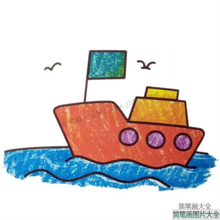 海面行驶的游轮简笔画  第2张