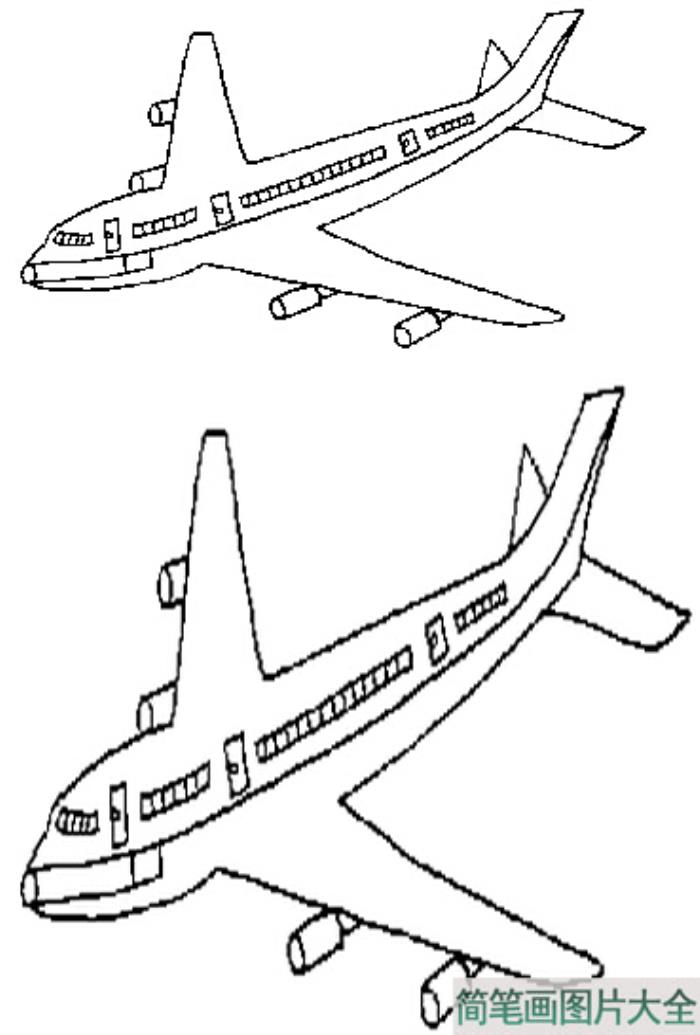卡通民航飞机简笔画教程