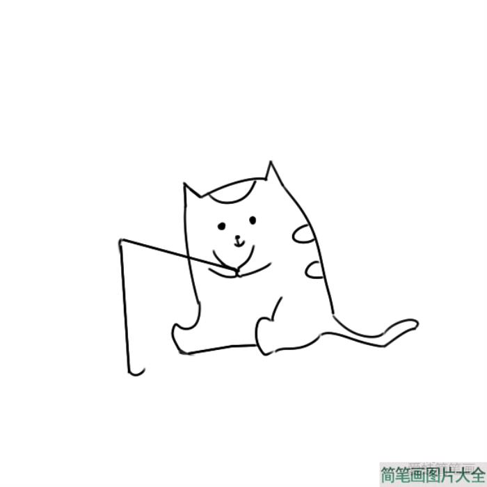 小猫钓鱼简笔画  第4张