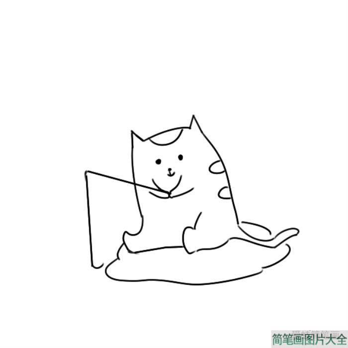 小猫钓鱼简笔画  第5张