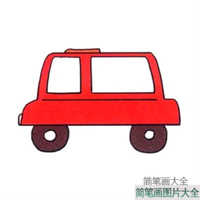 四步画出可爱简笔画_招手及来的出租车  第7张