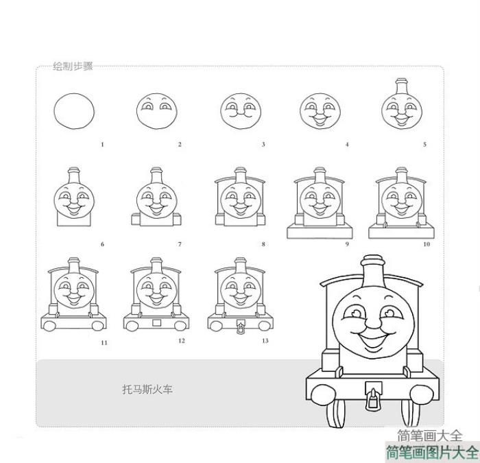 托马斯火车简笔画大全