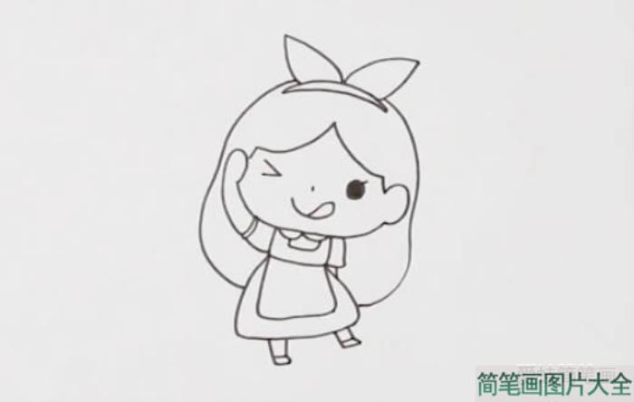 可爱小女孩爱丽丝简笔画  第2张