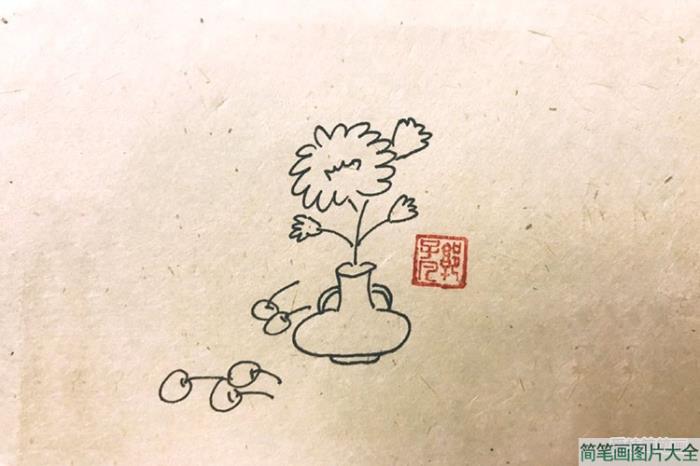 很有意境的一组盆栽简笔画