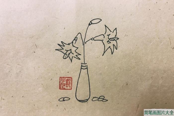 很有意境的一组盆栽简笔画  第6张