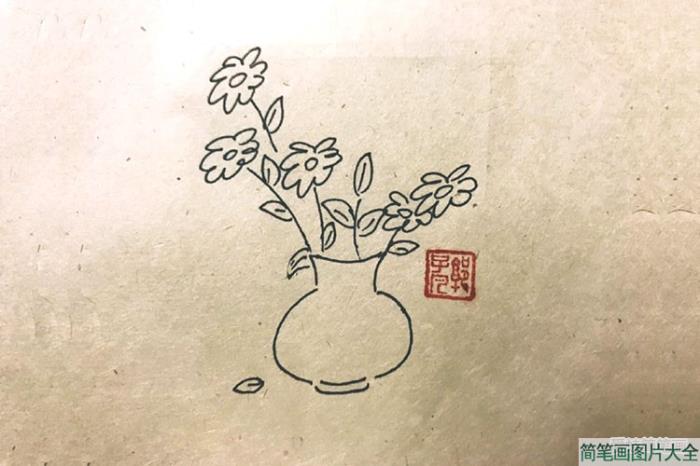 很有意境的一组盆栽简笔画  第7张