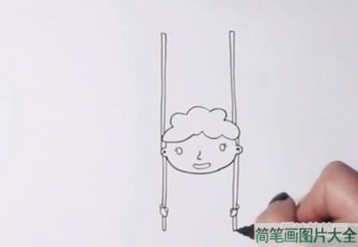 荡秋千的小女孩简笔画怎么画