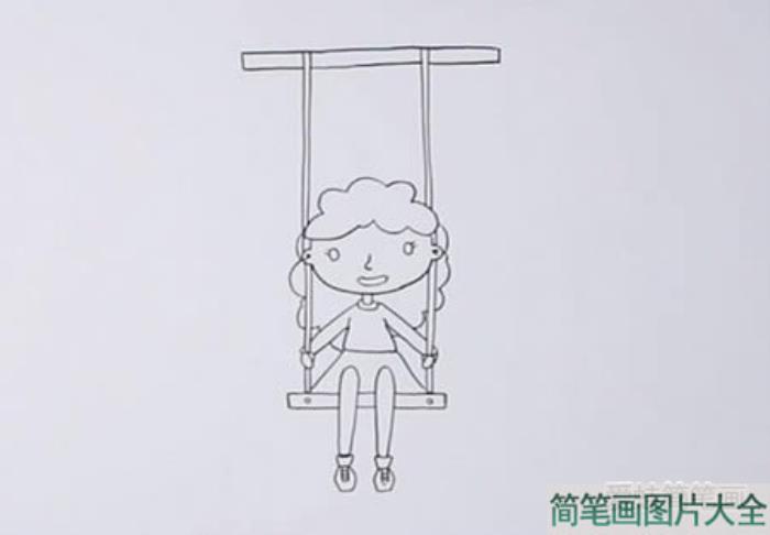 荡秋千的小女孩简笔画怎么画  第2张