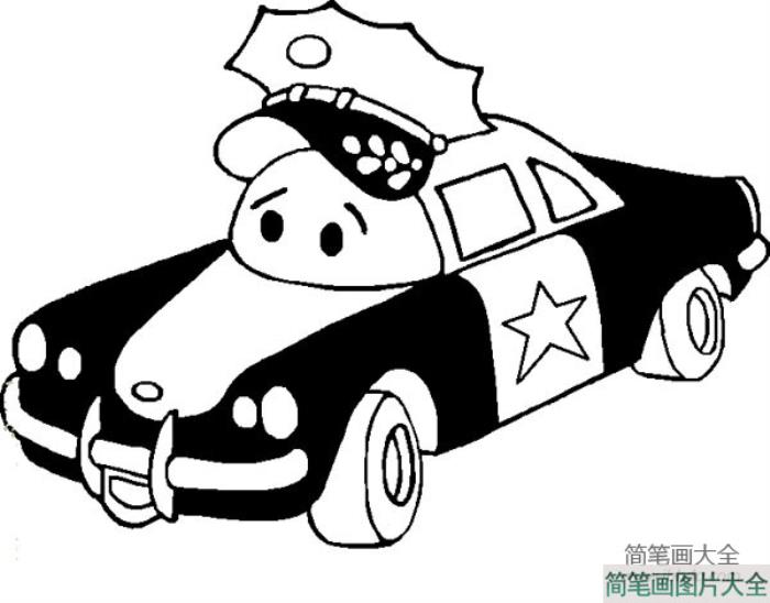 警车简笔画图片_卡通警车简笔画