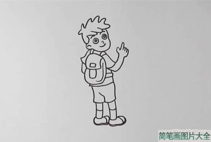 背书包上学的小男孩简笔画  第2张