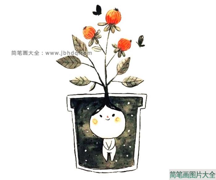 一组可爱的植物宝宝简笔画图片  第9张