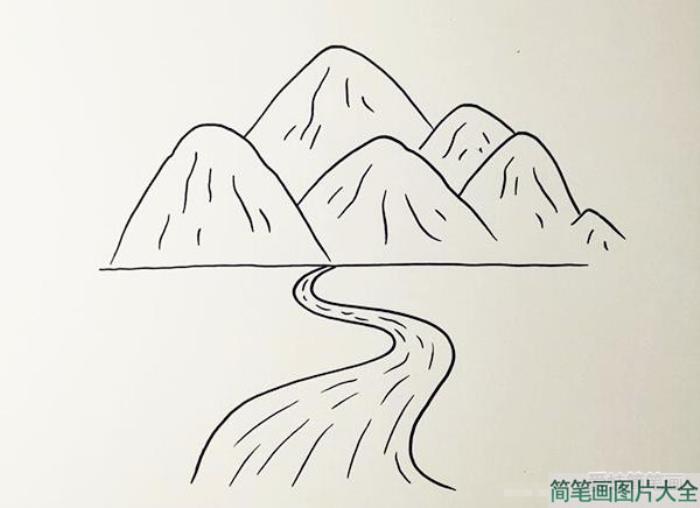 高山流水的简笔画  第2张