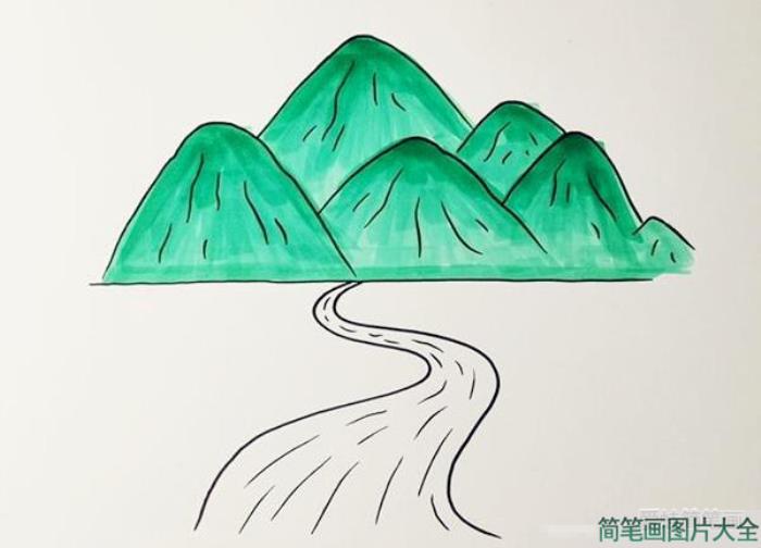 高山流水的简笔画  第3张