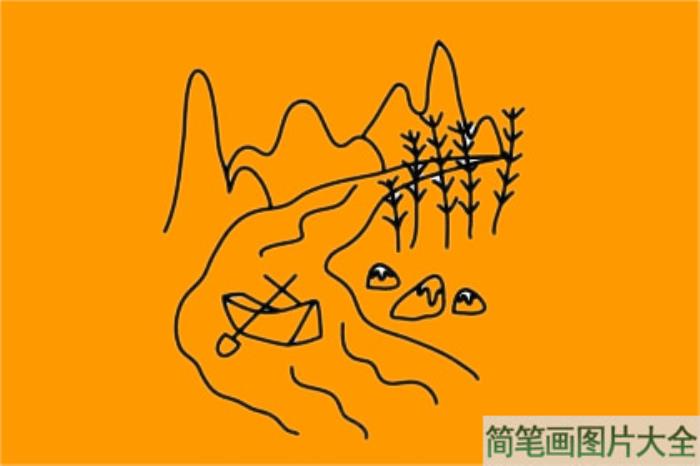 山川河流风景简笔画图片大全  第1张