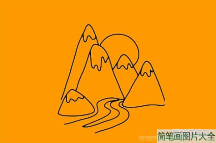 山川河流风景简笔画图片大全  第2张