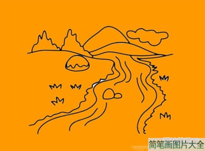 山川河流风景简笔画图片大全  第3张