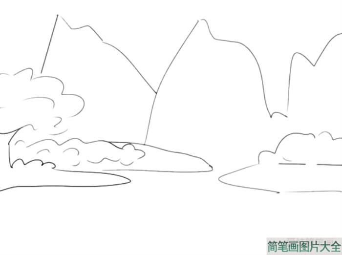 山水风景画简笔画  第3张