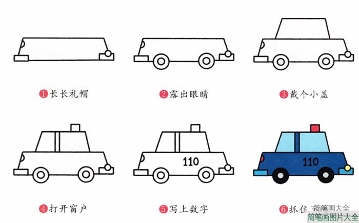 警车简笔画画法  第2张