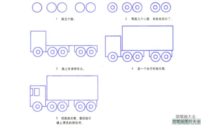大货车的简笔画画法  第2张