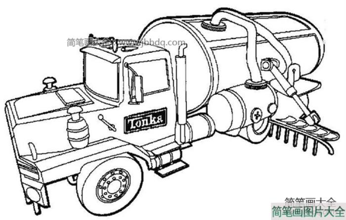 工程车简笔画图片之油罐车