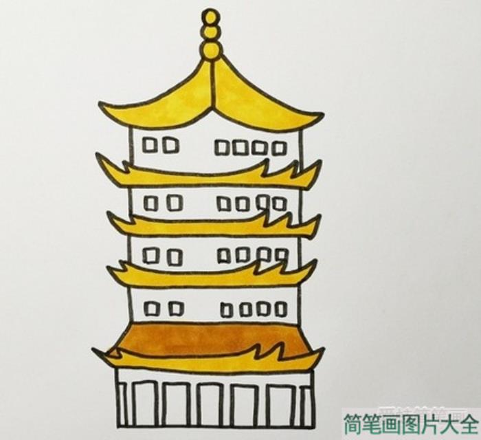 黄鹤楼简笔画  第4张