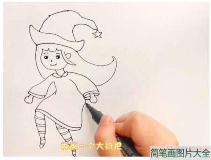 万圣节小魔女简笔画  第3张