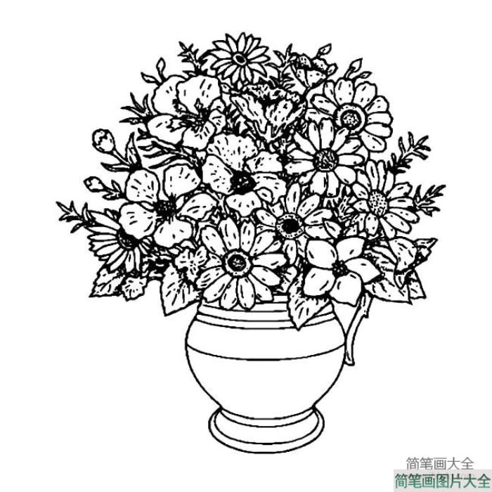 儿童简笔画花瓶加花_花瓶与花的简笔画图片  第3张