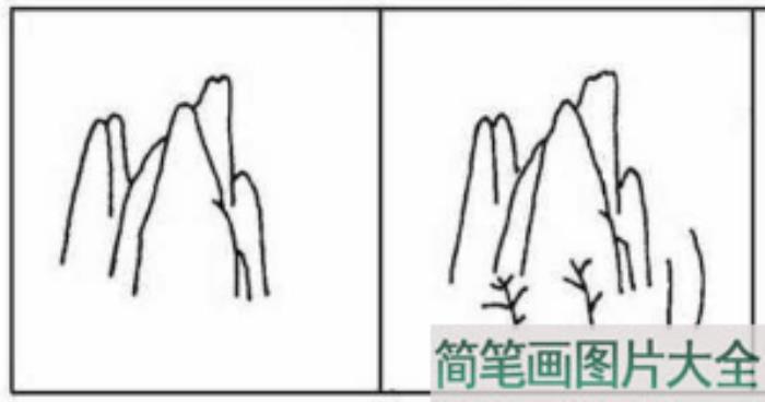 云雾绕山简笔画  第1张