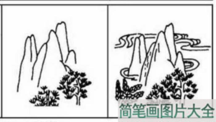 云雾绕山简笔画  第2张