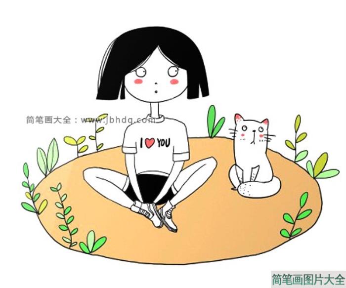 一组小清新小女孩简笔画图片  第6张