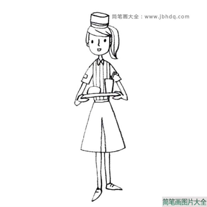 女服务员简笔画图片