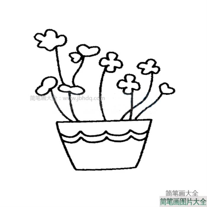 盆栽小花进阶版简笔画  第2张