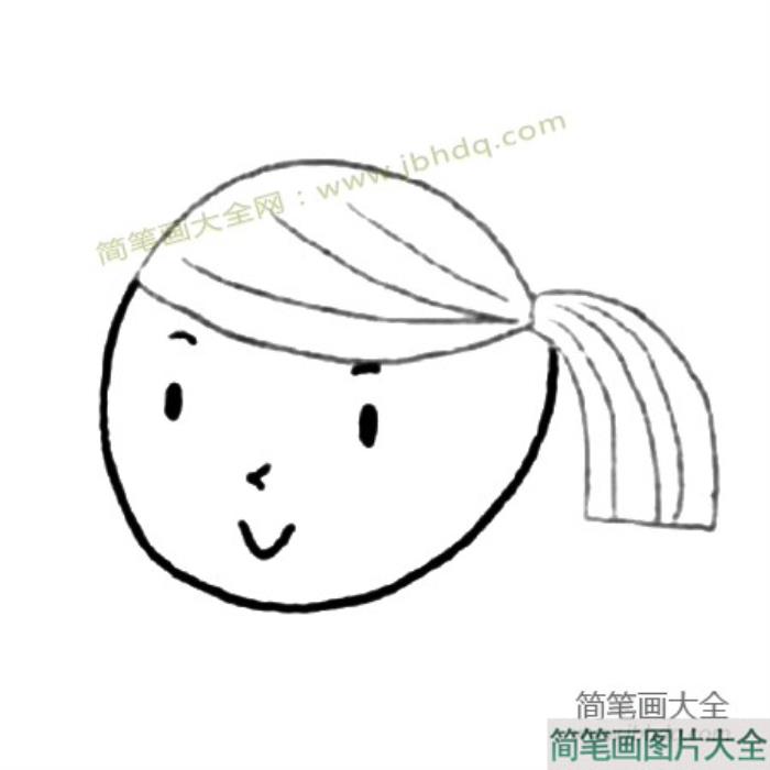 小女孩发型简笔画_马尾  第3张