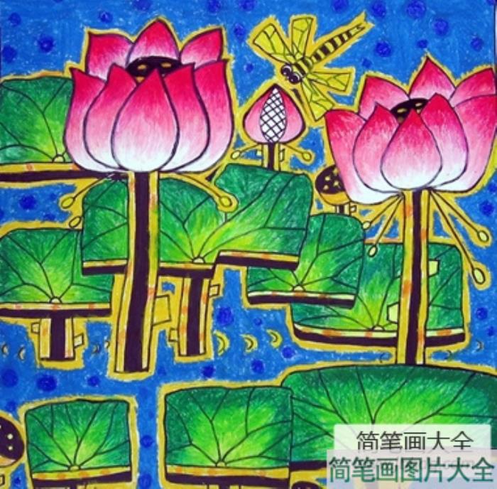 荷花蜻蜓简笔画  第1张